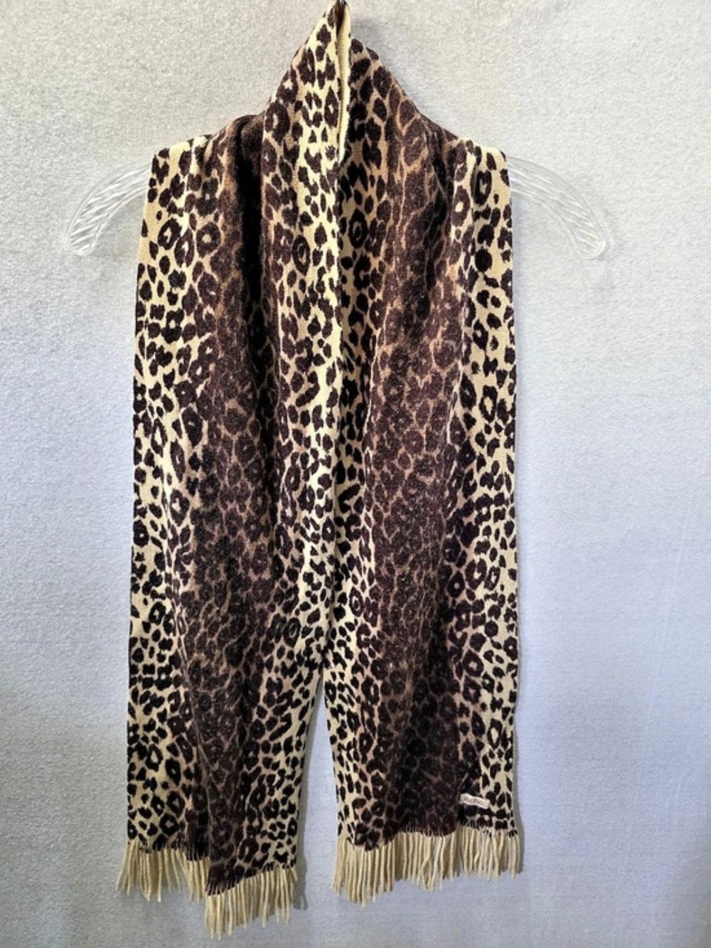 Echo Leopard Print Oversized Fringe Scarf Brown & Cream